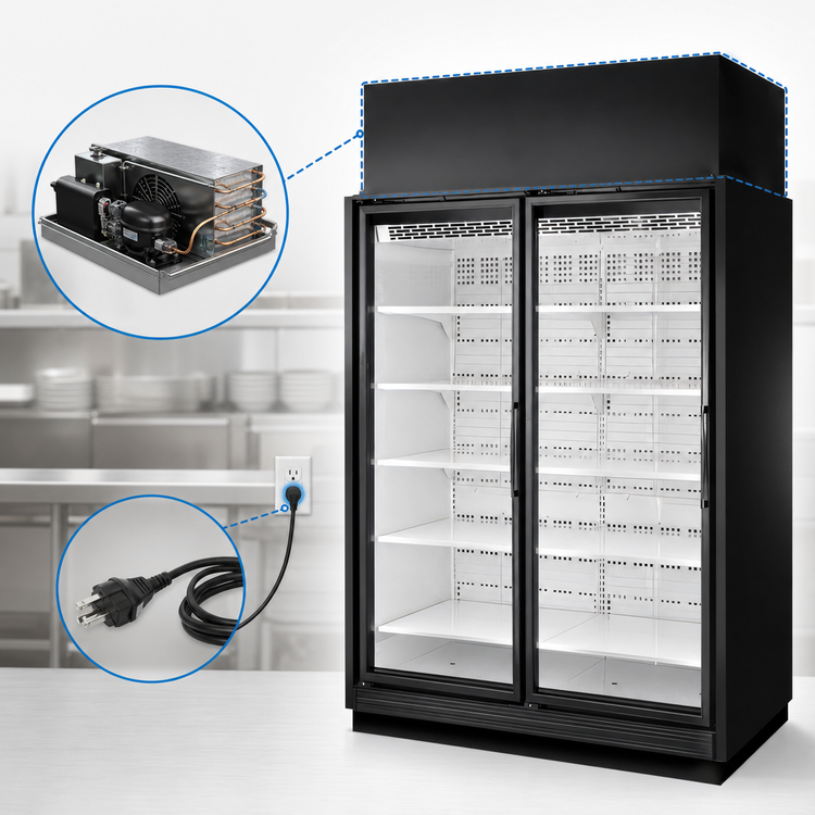 Product image #3 for True 2-Section Medium Temperature Glass Door Merchandiser Refrigerator