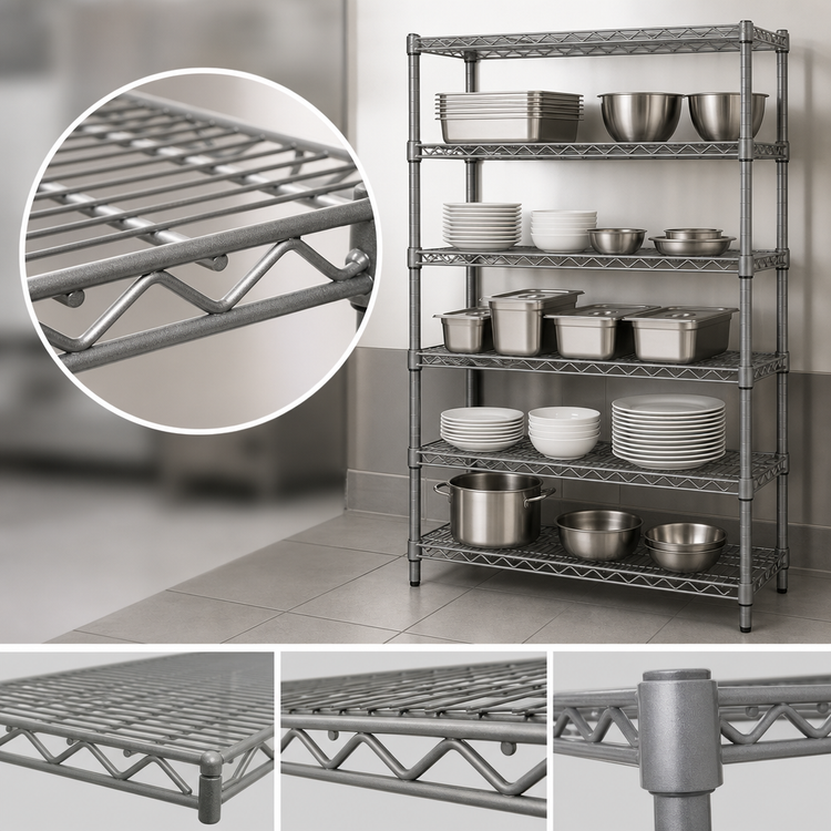 Product image #3 for Eagle Group Valu-Master 5-Tier Wire Starter Shelving Unit, 30 x 24 x 74 Inches, Pewter Gray Epoxy Finish