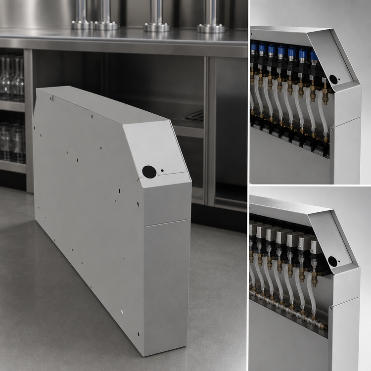 Product image #3 for Glastender Pass-Thru Underbar Soda Manifold Housing for 8-14 Button Manifolds, 4 x 38 x 18 Inch, Stainless Steel, No Legs