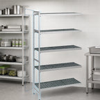 Thumbnail image #3 for Fermod Fermostock 5R64B83-E 5-Tier Add-On Polymer Shelving Unit, 64W x 18D x 83H, Gray, Anodized Aluminum, 800 lb/Shelf