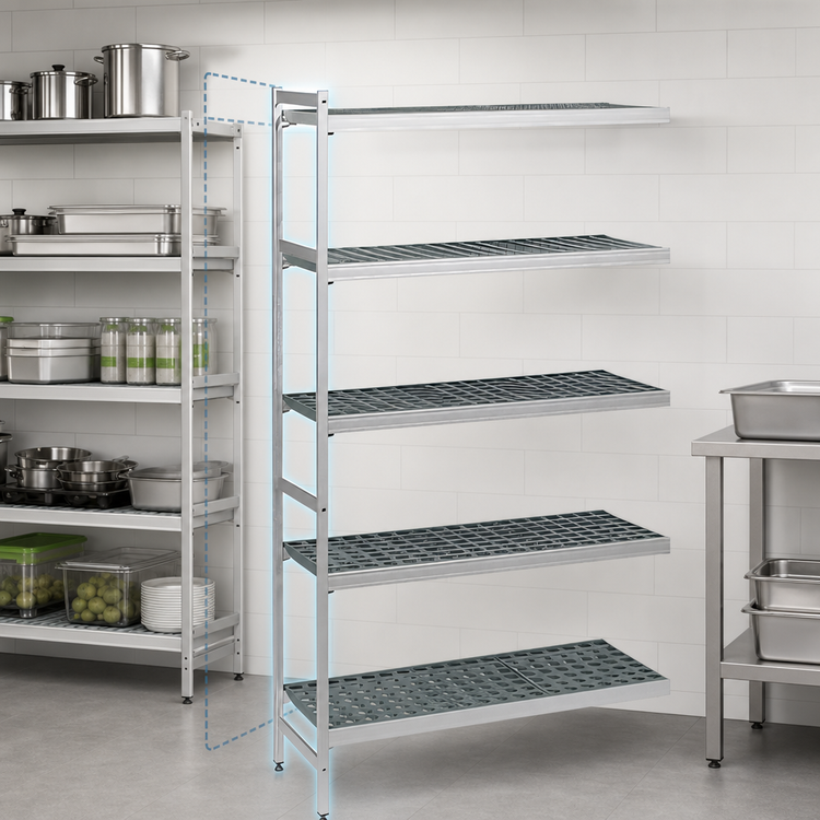 Product image #3 for Fermostock 5-Tier Add-On Polymer Shelving Unit Expansion Kit, 64W x 18D x 83H