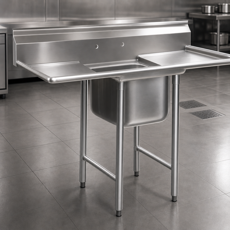 Product image #3 for Eagle Group 414 Series 1-Compartment Freestanding Sink with Dual Drainboards, 54-1/2" W x 27-1/2" D
