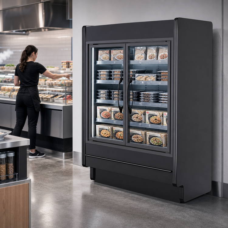Product image #3 for Structural Concepts Fusion 2-Section Self-Service Glass Door Freezer, Remote DX, Black