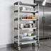 Thumbnail image #3 for MetroMax i 5-Tier Mobile Polymer Shelving Unit with Open Grid Shelves and Solid Bottom Shelf, 36W x 18D x 80H