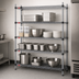 Thumbnail image #3 for Eagle Group Valu-Master Quad-Adjust 4-Tier Wire Shelving Starter Unit, 60 Inch W x 24 Inch D x 74 Inch H, Pewter Gray Epoxy