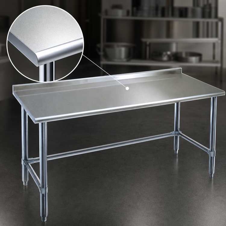 Product image #3 for Eagle Spec-Master 108-Inch x 24-Inch Stainless Steel Work Table with Rear Upturn and Open Tubular Base