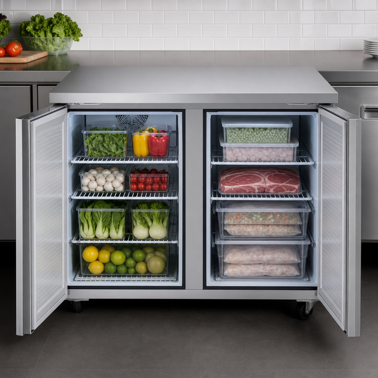Product image #3 for Turbo Air J Series 2-Section Side Mount Undercounter Dual Temp Refrigerator/Freezer, 47-1/4 Inch Wide