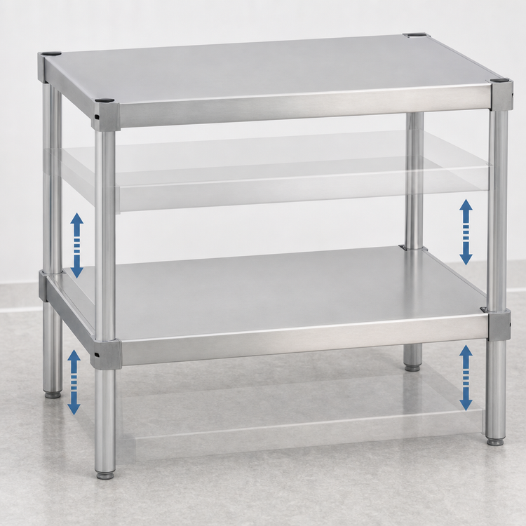 Product image #3 for New Age Aluminum Equipment Stand with 2 Adjustable Solid Shelves, 30 In. W x 15 In. D x 30 In. H