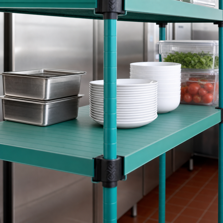 Product image #3 for QuadPLUS Solid Polymer Shelf Mat with MICROGARD Antimicrobial Protection, 48 x 21 Inches, Green
