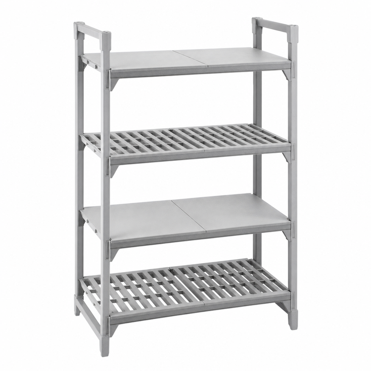 Product image #4 for Cambro Camshelving Premium 21" x 30" 4-Shelf Vented and Solid Polymer Shelf Kit