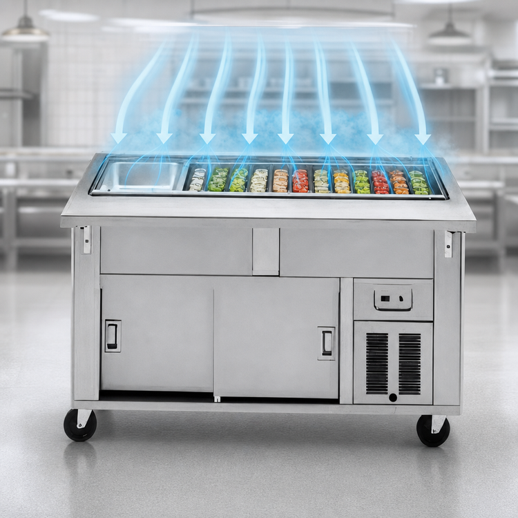 Product image #3 for DineXpress DXP4CB Cool Breeze 4-Pan Full-Size Refrigerated Cold Food Serving Counter