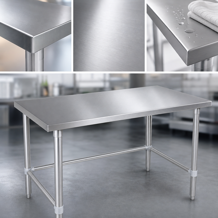 Product image #3 for John Boos Stallion 60-Inch x 24-Inch 14-Gauge Stainless Steel Flat Top Work Table with Galvanized Base