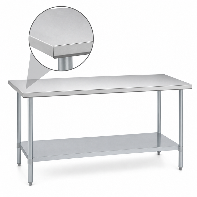 Product image #3 for Duke Manufacturing 72-Inch x 24-Inch 16-Gauge Stainless Steel Flat Top Work Table with Undershelf