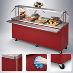 Thumbnail image #3 for Dinex DXPR6ST 96" Mobile Solid Top Serving Counter with Stainless Steel Top and Enclosed Base