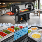 Thumbnail image #4 for Cambro Versa Food Bar™ VBRU6110 82-Inch Mobile Non-Electric Cold Food Buffet, 5-Pan, Black Polyethylene, Lockable Storage