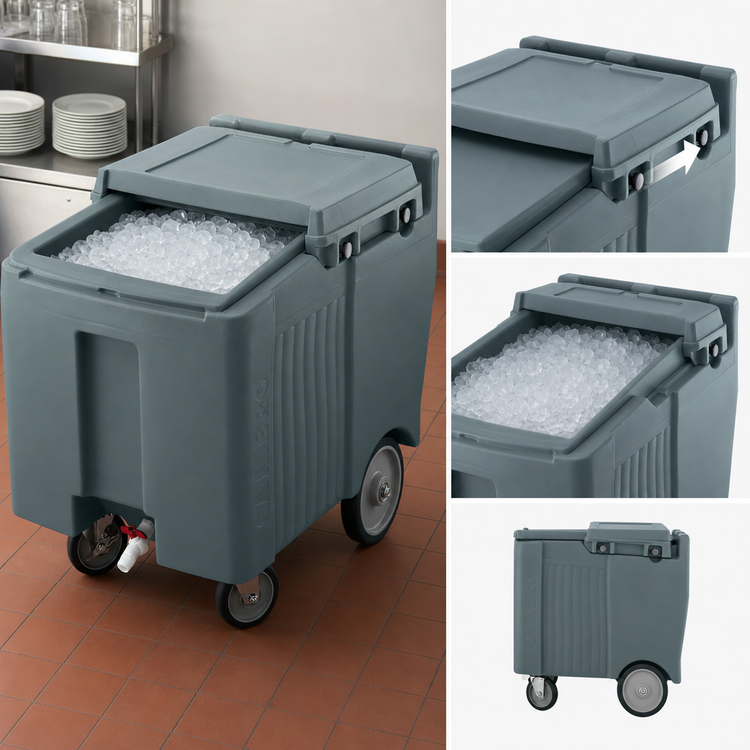 Product image #4 for Cambro SlidingLid Mobile Ice Caddy, 125 lb Capacity, Granite Gray