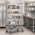 Thumbnail image #3 for Quantum 36 x 18 x 80 Inch Post Basket Cart with 5 Baskets, Wire Shelf, Solid Shelf, Chrome Plated