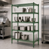 Thumbnail image #3 for Heavy Duty 4-Tier Stationary Green Epoxy Wire Shelving Unit, 42 x 21 x 74 Inches