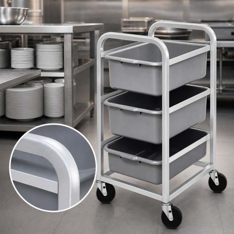 Product image #4 for Single-Section Aluminum 3-Level End-Load Bus Box Cart