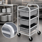 Thumbnail image #4 for Channel Manufacturing BBC-3 Single-Section Aluminum 3-Level End-Load Bus Box Cart with 5-Inch Non-Marking Swivel Casters