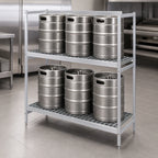 Thumbnail image #3 for Fermod 2R52B57 2-Shelf Aluminum Keg Rack, 6-Keg Capacity, 52W x 18D x 57H