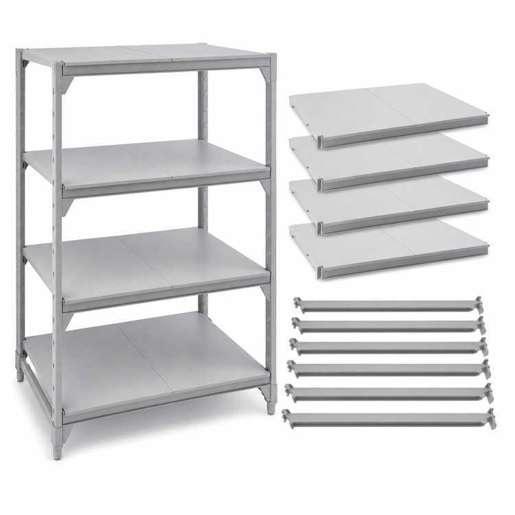 Product image #4 for Cambro Camshelving Premium 24 x 24-Inch Solid Shelf Kit with 4 Shelf Plates, Speckled Gray