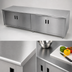 Thumbnail image #3 for Advance Tabco 72 Inch x 30 Inch Enclosed Work Table with Cabinet Base, Mid-Shelf, Hinged Doors, and 14 Gauge 304 Stainless Steel Top