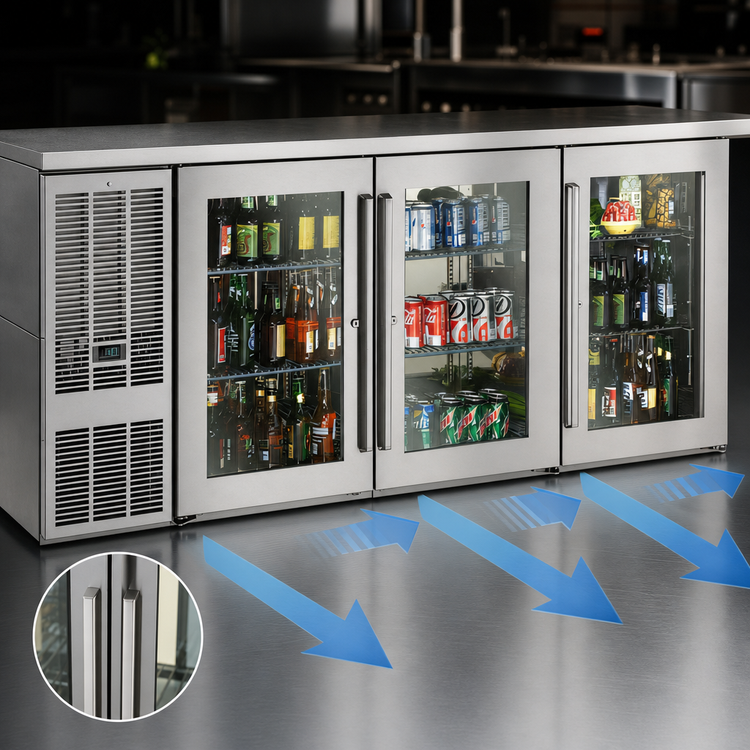Product image #4 for Perlick BBSN72 72-Inch Three-Door Narrow Refrigerated Back Bar Cabinet