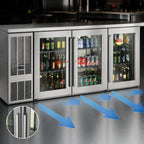 Thumbnail image #4 for Perlick Corporation BBSN72 72-Inch Three-Door Narrow Back Bar Refrigerator, Black, Stainless Steel Interior