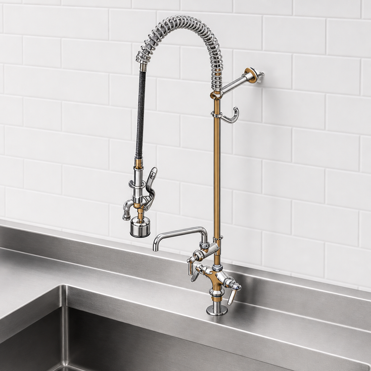 Product image #3 for T&S Brass EasyInstall Single-Hole Deck-Mount Pre-Rinse Unit with 10-Inch Add-On Faucet and 1.15 GPM Spray Valve