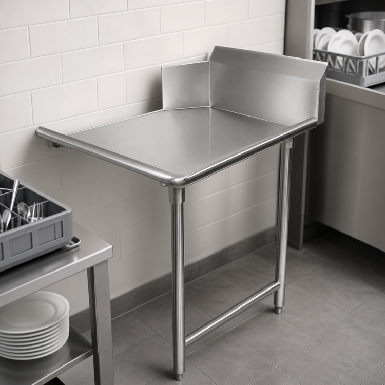 Product image #3 for BK Resources 48-Inch Straight Clean Dish Table with 10-Inch Backsplash, Left-to-Right, Stainless Steel