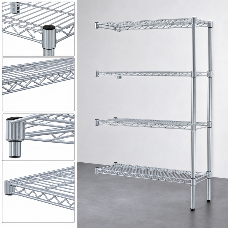 Product image #3 for EAGLEbrite 4-Tier Add-On Wire Shelving Unit, 48 x 18 x 63 Inches, Zinc Finish