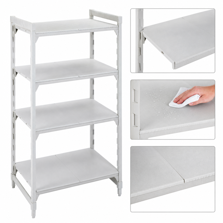 Product image #4 for Cambro Camshelving Premium 4-Shelf Solid Stationary Starter Unit, 54 Inch Wide x 18 Inch Deep x 72 Inch High, Speckled Gray