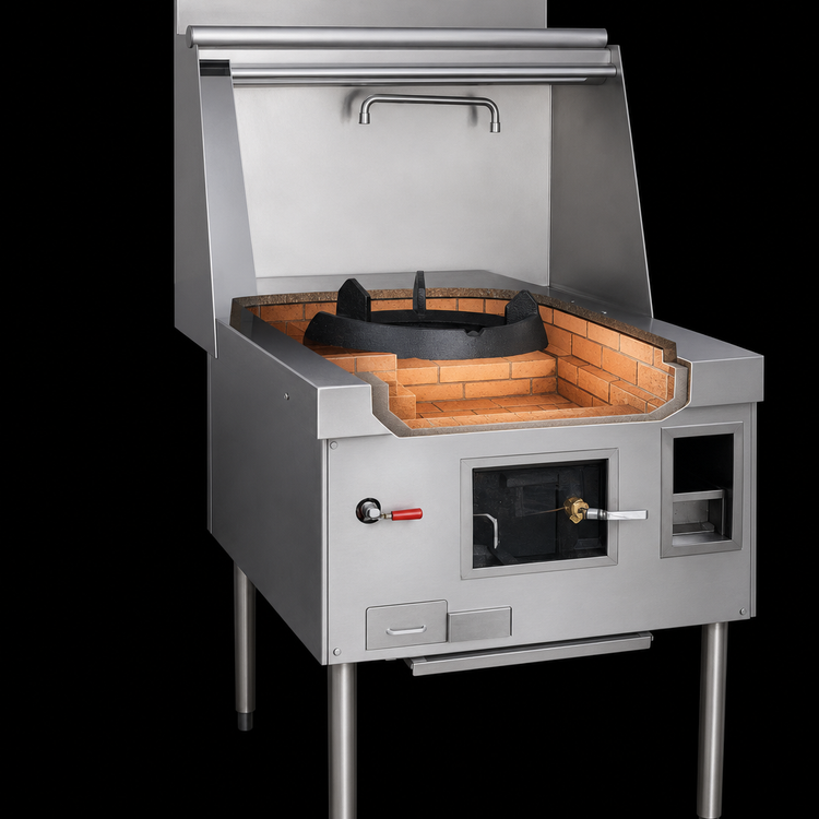 Product image #3 for MasterRange One-Chamber Gas Wok Range with Cast Iron Brick-Lined Chamber and Stainless Steel Sides
