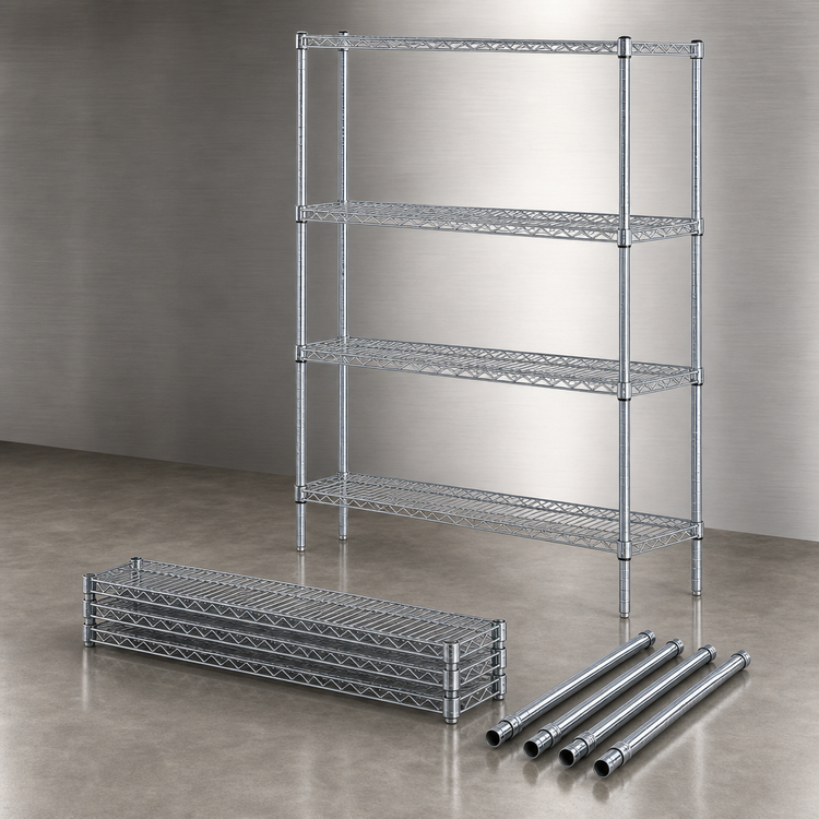 Product image #3 for Quantum Stationary Wire Shelving Starter Kit, 60"W x 18"D x 74"H