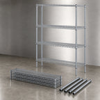 Thumbnail image #3 for Quantum WR74-1860GY Stationary Wire Shelving Starter Unit, Gray Epoxy, 4 Shelves, 60"W x 18"D x 74"H