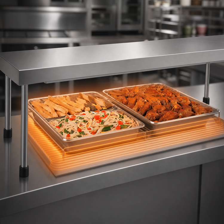 Product image #3 for Hatco Glo-Ray® Free-Standing Heated Shelf, 72" W x 17-1/2" D, Stainless Steel Top