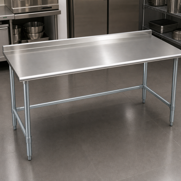 Product image #3 for Eagle Deluxe Series 108-Inch x 24-Inch Stainless Steel Work Table with Rear Up-Turn and Open Galvanized Base
