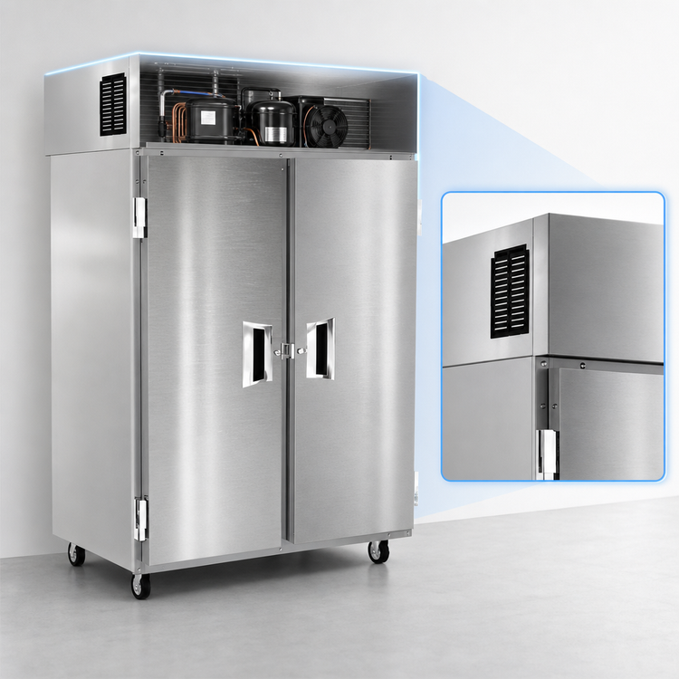 Product image #3 for Delfield 41.5 Cu. Ft. Two-Section Reach-In Freezer with Solid Hinged Doors and Top-Mounted Self-Contained Refrigeration