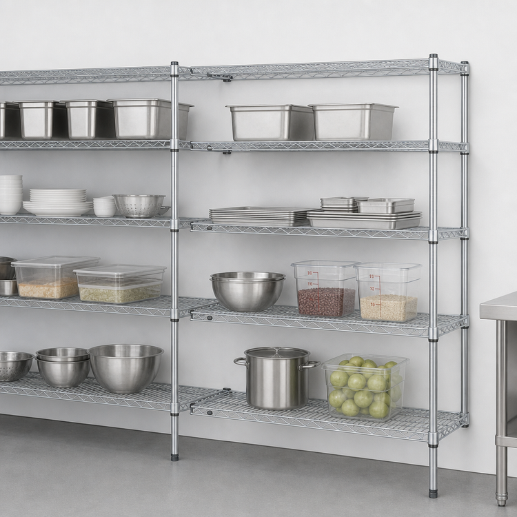 Product image #3 for EAGLEbrite 4-Tier Add-On Wire Shelving Unit, 60 x 21 x 63 Inches, Zinc Finish
