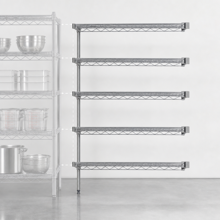 Product image #3 for EagleGard 5-Tier Add-On Wire Shelving Unit, 72W x 18D x 86H, Hybrid Epoxy Finish