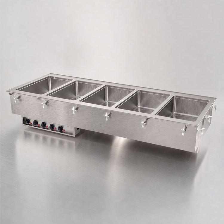 Product image #3 for Vollrath Five-Well Modular Drop-In Hot Food Well with Marine-Grade Stainless Steel Wells, Auto-Fill, Thermostatic Controls