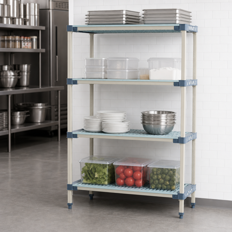 Product image #3 for MetroMax 4 Stationary All-Polymer Starter Shelving Unit, 24-Inch W x 18-Inch D x 63-Inch H