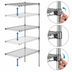 Thumbnail image #3 for Metro Super Erecta Super Adjustable Add-On Wire Shelving Unit, 24W x 18D x 74H, Chrome Plated, 5 Shelves