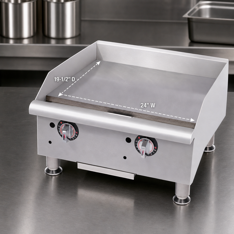 Product image #3 for APW Wyott Workline GGM-24S 24-Inch Countertop Gas Griddle with 3/4-Inch Smooth Polished Steel Plate