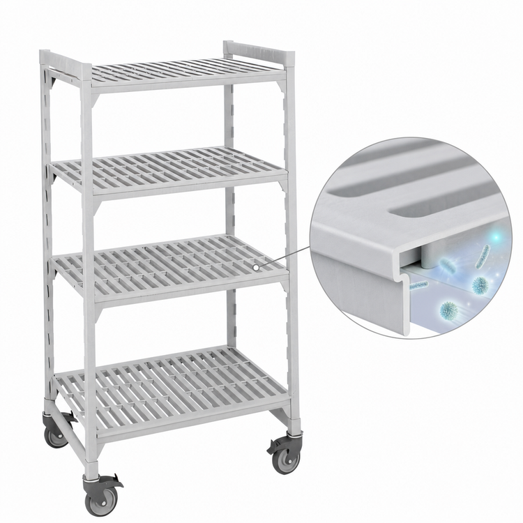 Product image #4 for Cambro Camshelving Premium High Density Mobile Starter Unit, 24" x 60" x 67-1/4", 4-Shelf Solid