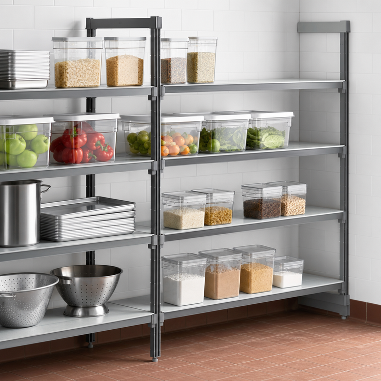 Product image #3 for Cambro Camshelving Basics Plus 4-Shelf Solid Polymer Add-On Unit, 18 x 30 x 84 Inches, Brushed Graphite