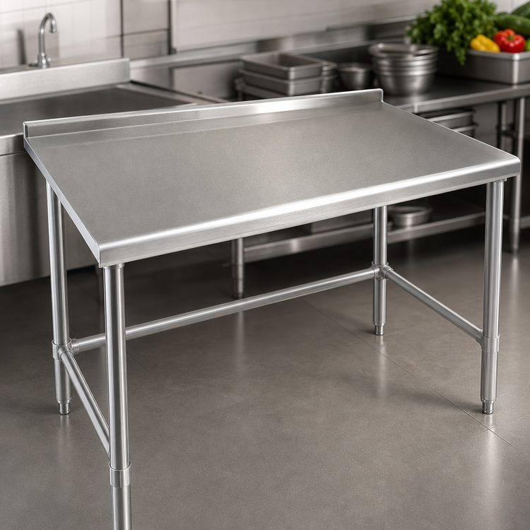 Product image #3 for Eagle Deluxe Series 30" x 30" Stainless Steel Corner Work Table with Rear Up-Turn