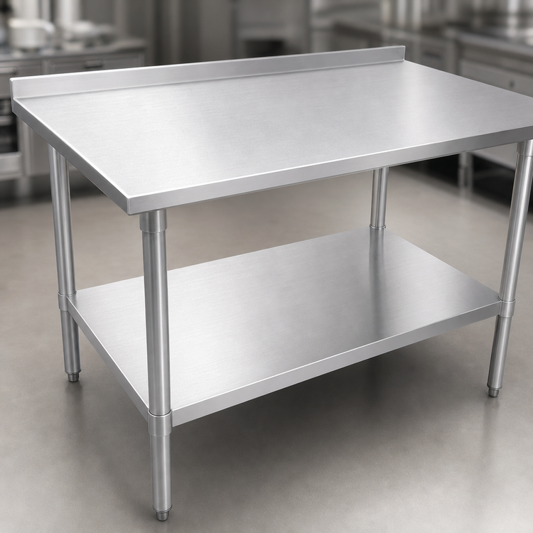 Product image #3 for John Boos Stallion 48-Inch x 30-Inch Stainless Steel Work Table with 1-1/2-Inch Rear Backsplash and Adjustable Undershelf