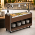 Thumbnail image #3 for Vollrath 2-Series Affordable Portable 46-Inch 3-Pan Non-Refrigerated Cold Food Station with Buffet Breath Guard, Lights, Open Storage Base, and Walnut Woodgrain Finish